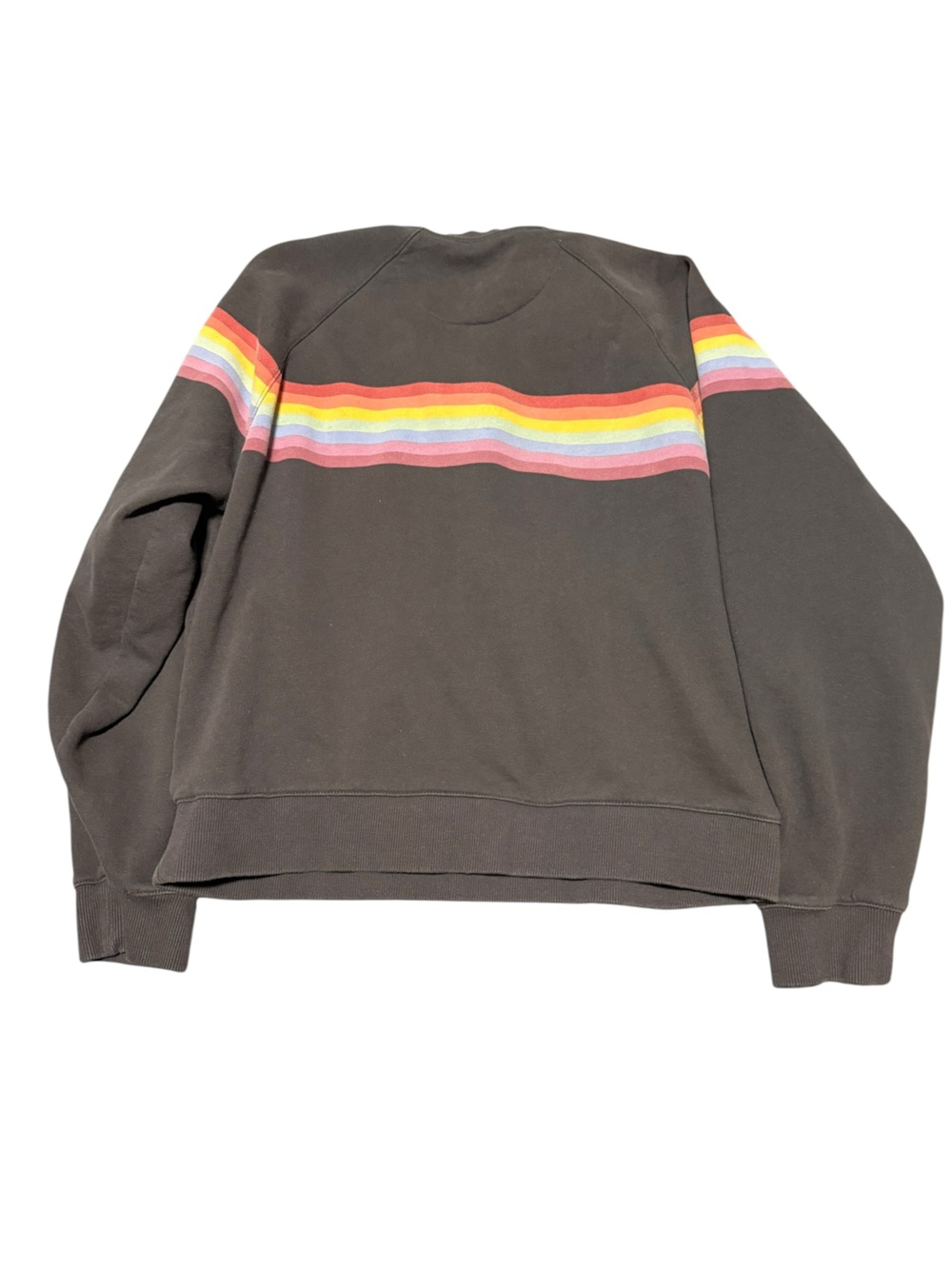 Marine Layer Women's Cloud 9 Fleece Anytime Rainbow Stripe Sweatshirt Large - Picture 3 of 8